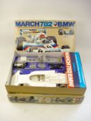 Two Tamiya 1/10th scale F2 March 782 BMW radio control kits:, no RA1013, white body,