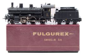 Fulgurex (Japan) Swiss-B 3/4 2-6-0 locomotive and tender:, number 1367, black,