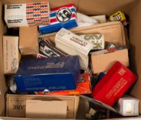 A large accumulation of various empty diecast model boxes:, various makers including Britains,