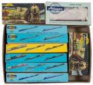 A collection of Athern locomotives and rolling stock:, including Santa Fe 1347 locomotive,
