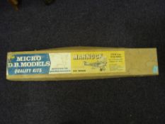 Three scale model flying aircraft kits:, a Micro DB Models Mannock,