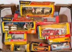 Dinky a boxed group of various vehicles:, including two No 111 Cinderella's Coach,