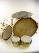 A mid 20th century composite part drum kit:, comprising bass drum, tom-tom ,