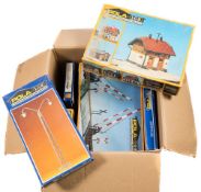 A group of Pola and LGB buildings and trackside accessories:, including No 903 Toilet block,