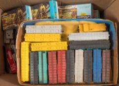 Rivarossi and others, a group of various rolling stock and trackside buildings etc:.
