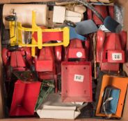 A group of six Girad Toys pressed steel toy trucks:, including a Fire engine and a tanker,