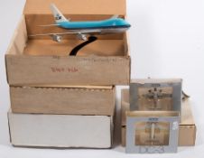 A collection of various scale model aircraft:, including a Laker DC10 airliner,