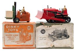 Dinky Blaw Knox Bulldozer (561) and Coventry Climax Fork Lift Truck (14c):,