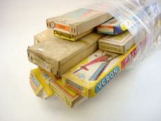 Keil Kraft, Mercury and others a group of balsa wood glider and aircraft flying scale model kits:,