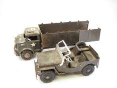 Marx Toys (USA) a tinplate US Army lorry:, in green ,