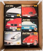 Maisto and Bauer, six 1/18th scale model cars:,