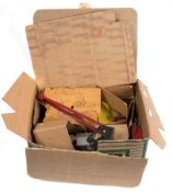 Louis Marx & Co Inc (USA) a tinplate clockwork tractor and accessories in a cardboard 'Shed' box:,