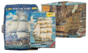 Three Heller scale model sailing ship kits, HMS Victory, Le Soleil Royal and Amerigo Vespucci:,