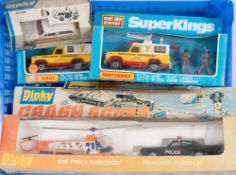 Dinky and Matchbox, an emergency vehicle group:, Police Crash Squad (299), Police Range Rover (254),