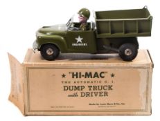 Marx Toys (USA) 'Hi-Mac' The Automatic GI Dump Truck with Driver:, fixed key clockwork mechanism,