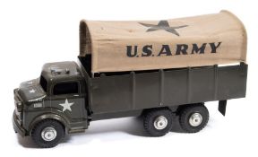 Marx Toys (USA) a tinplate US Army lorry number US5417314:, with printed canvas cover to rear ,