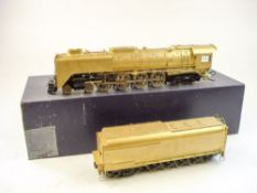 A KTM (Japan) Union Pacific 4-8-4 locomotive and fourteen wheel tender:, brass finish, boxed.