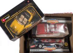 Ertl, Burago and others a group of 1/18th scale model cars:, including a Porsche 356B Cabriolet,
