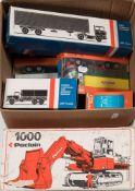 A CEF (France) 1/50th scale diecast 'Porclai'n Excavator together with a small group of Tekno and