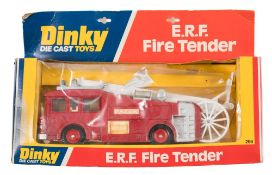 Dinky No 266 ERF Fire Tender 'Falck' :, red chassis with silver fittings and white plastic ladder,