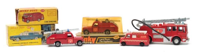 Dinky Emergency Services group:, Superior Criterion Ambulance (277), Fire Engine (259),