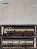 Tenshodo (Japan) No 131/132 Canadian Pacific EMD F-9 Diesel loco A powered and B dummy:, in grey,