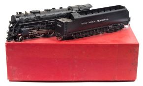 A KTM (Katsumi-Japan) New York Central J-3a 4-6-4 locomotive and tender:, number 5454, black livery.