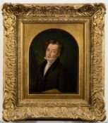 Henry Liverseege [1803-1832]- Self-portrait, bust-length,:- wearing a green coat,