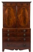 A George III mahogany and inlaid Channel Islands linen press:,