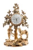 A late 18th century three-colour giltwood Viennese grande-sonnerie mantel clock: the two-day