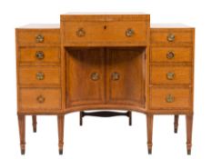 A 19th Century satinwood and inlaid enclosed dressing table:, in the Sheraton taste,