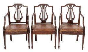 A set of six late 19th Century mahogany elbow chairs in the Regency taste,