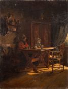 *** Bitter [French School 19/20th Century]- A Dutch interior scene, figure seated at a table,