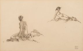 * Percy Lancaster [1878-1952]- Nude studies,:- signed with a monogram pencil drawing 20 x 32.5cm.
