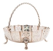 A George V silver swing-handled basket, maker Walker & Hall, Sheffield,