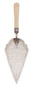A George V silver presentation trowel, maker James Deakin & Sons, Sheffield,