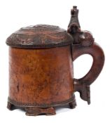 A 19th century Norwegian burr elm peg tankard:,