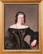 North European School mid 19th Century- A miniature portrait of a young lady, half-length,