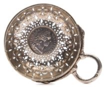 A French silver sommelier's wine tasting bowl: now with pierced fleur d'lys decoration,