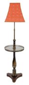 A black lacquer and gilt chinoiserie standard lamp:,