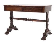 An early Victorian rosewood rectangular side table:,