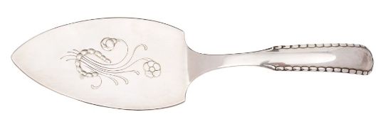 A Georg Jensen silver beaded pattern slice, maker C F Heise,