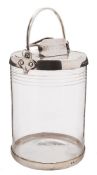 A Victorian clear glass and silver mounted biscuit barrel, maker John Clemmens, Birmingham,