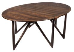 Kurt Ostervig (1912-1986) for Jason Mobler a rosewood oval drop leaf dining table:,