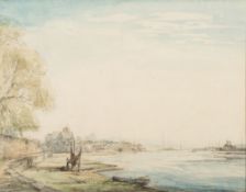 * Hester Frood [1882-1971]- The Exe at Topsham,:- signed watercolour and pencil drawing 21 x 27cm.
