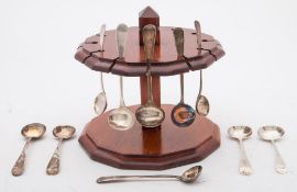 A collection of twelve 19th century Exeter silver Old English pattern salt spoons,