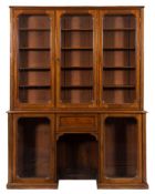 A Clerk's Victorian mahogany bookcase:, the upper part with a moulded cornice,