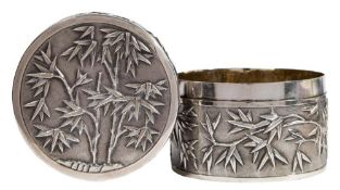 A Chinese silver canister and cover, maker Wang Hing & Co,