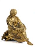After Jean-Jacques Pradier (French 1790-1852) g ilt bronze study of the seated poet Sappho: seated
