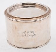 An Edward VII silver can and lid, maker Page, Keen & Page, London, 1903: crested and initialled,